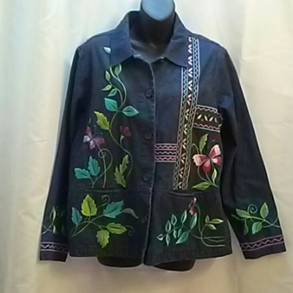 Cold water Creek embroidered denim shirt/jacket